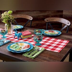 The Pioneer Woman Charming Check Red Fabric Table Runner 14x90‎